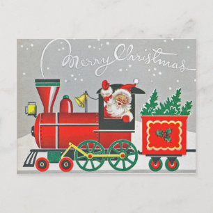 Merrry Kerstmis Train Red Xmas Holiday Briefkaart