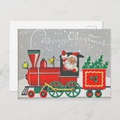 Merrry Kerstmis  Train Red Xmas Holiday Briefkaart (Voorkant / Achterkant)
