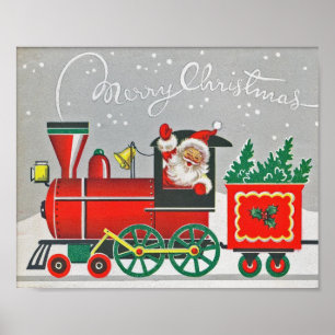 Merrry Kerstmis Train Red Xmas Holiday Poster