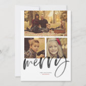 Merry 3 Photo Holiday Greeting Feestdagenkaart (Voorkant)