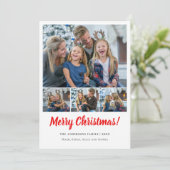 Merry 4 photos collage Christmas Holiday  Feestdagenkaart (Staand voorkant)