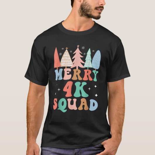 Merry 4K Squad Kindergarten Teacher 4K Kinder Crew T-shirt (Voorkant)
