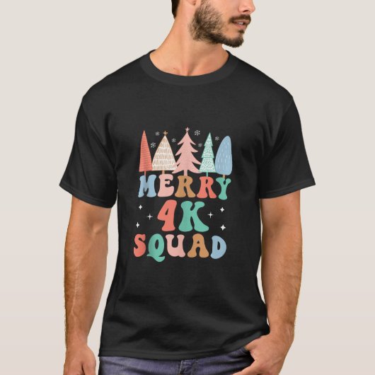 Merry 4K Squad Kindergarten Teacher 4K Kinder Crew T-shirt (Voorkant)