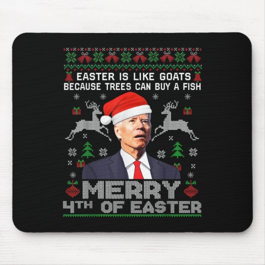 Merry 4th Of Easter Funny Biden Ugly Christmas Swe Muismat (Voorkant)