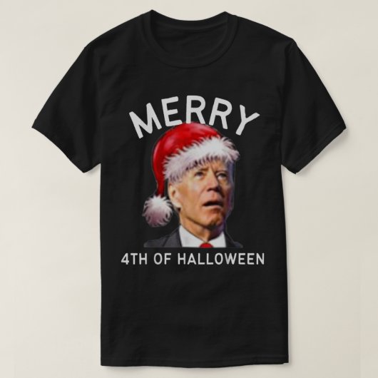 Merry 4th of Halloween, Funny Joe Biden Kerstmis T-shirt (Design voorkant)