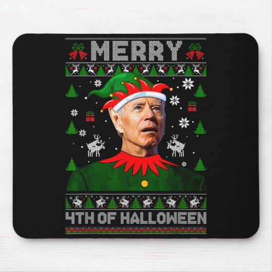 Merry 4th Of Halloween Joe Biden Christmas Ugly Sw Muismat (Voorkant)
