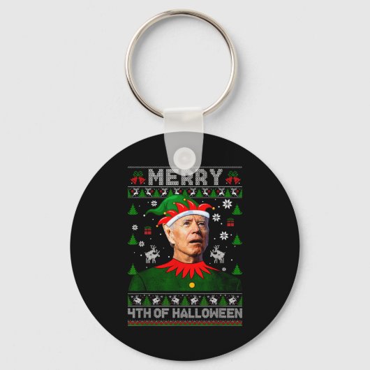 Merry 4th Of Halloween Joe Biden Christmas Ugly Sw Sleutelhanger (Voorkant)
