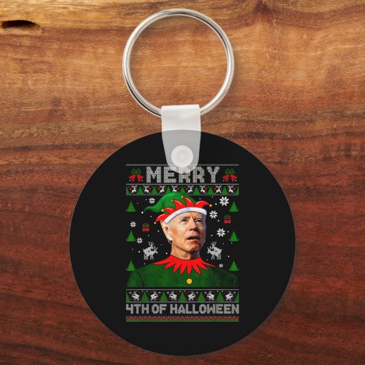 Merry 4th Of Halloween Joe Biden Christmas Ugly Sw Sleutelhanger (Voorkant)