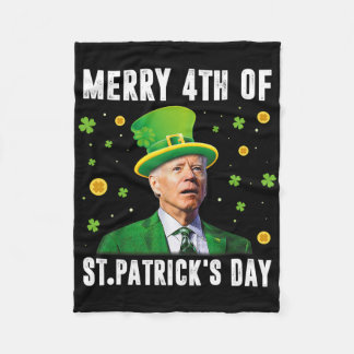 Merry 4th Of St Patricks Day Confused Funny Joe Bi Fleece Deken