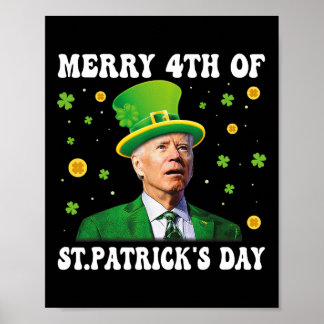 Merry 4th Of St Patricks Day Groovy Joe Biden Conf Poster