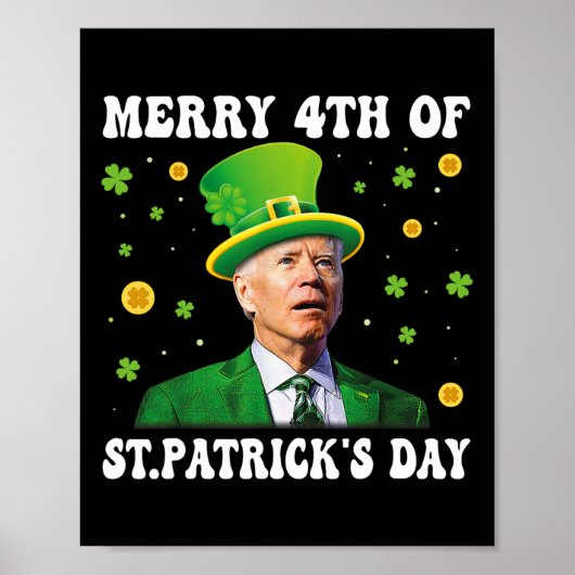 Merry 4th Of St Patricks Day Groovy Joe Biden Conf Poster (Voorkant)