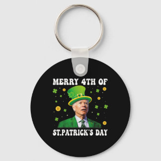 Merry 4th Of St Patricks Day Groovy Joe Biden Conf Sleutelhanger