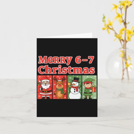 Merry 6 7 Six Seven Meme Christmas Women Men Kids  Kaart (Gele Bloem)