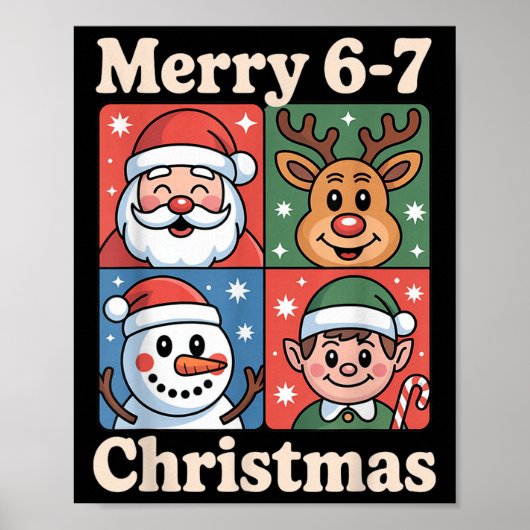 Merry 6 7 Six Seven Meme Christmas Women Men Kids  Poster (Voorkant)