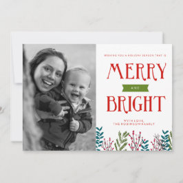 Merry Aand Bright Holiday Fotocard Greetings Feestdagenkaart