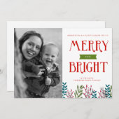 Merry Aand Bright Holiday Fotocard Greetings Feestdagenkaart (Voorkant / Achterkant)