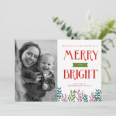 Merry Aand Bright Holiday Fotocard Greetings Feestdagenkaart (Staand voorkant)
