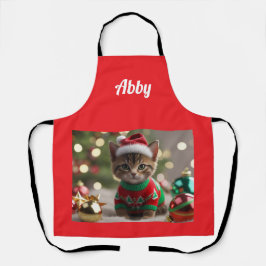 Merry Abessijnse Kat Kerst Persoonlijk Schort