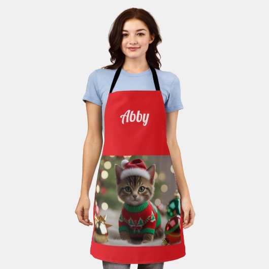 Merry Abyssinian Cat Christmas Personalized   Schort (Gedragen)