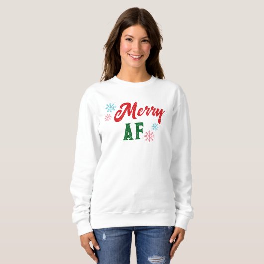 Merry AF Sassy Cool Typography Christmas Trui (Voorkant volledig)