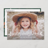 Merry All Hand Lettered kerstfoto Uitnodiging Briefkaart (Voorkant / Achterkant)