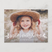 Merry All Hand Lettered kerstfoto Uitnodiging Briefkaart (Voorkant)