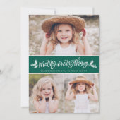 Merry All Pine Branches Green Photo Collage Feestdagenkaart (Voorkant)