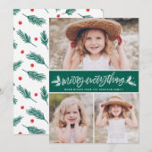 Merry All Pine Branches Green Photo Collage Feestdagenkaart (Voorkant / Achterkant)