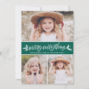 Merry All Pine Branches Green Photo Collage Feestdagenkaart