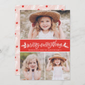 Merry All Pine Branches Red Photo Collage Feestdagenkaart (Voorkant / Achterkant)