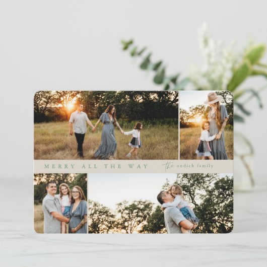 Merry All the Way 4-foto kerst Kaart (Staand voorkant)