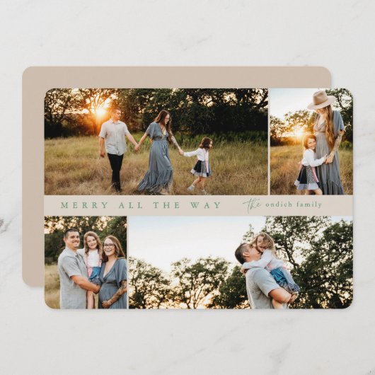 Merry All the Way 4-foto kerst Kaart (Voorkant / Achterkant)
