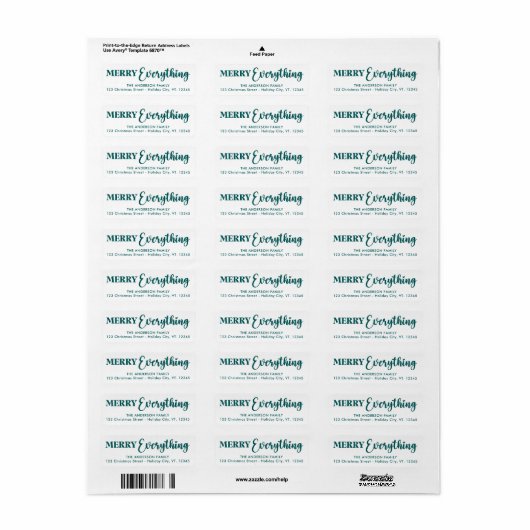 Merry Alles Aangepaste Feestdagen Retouradres Etiket (Full Sheet)