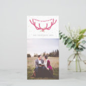 Merry Alles Antler Faux Glitter Foto Feestdagenkaart (Staand voorkant)