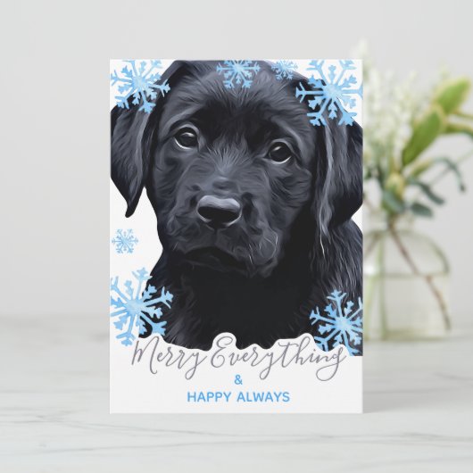Merry Alles Black Labrador Kerstmis Feestdagenkaart (Staand voorkant)