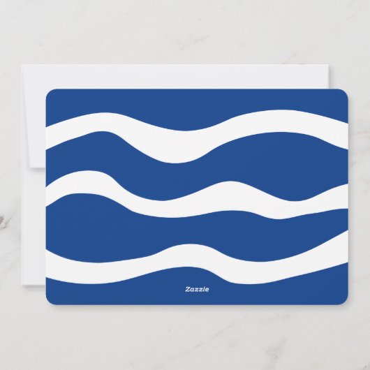 Merry Alles Blue Typography Abstracte Curves Feestdagenkaart (Achterkant)