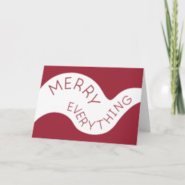 Merry Alles Burgundy Curved Typografie Foto Feestdagen Kaart