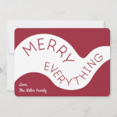 Merry Alles Burgundy White Abstracte Curven Feestdagenkaart (Voorkant)