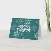 Merry Alles Calligrafie Green Snowflake Feestdagen Kaart (Voorkant)
