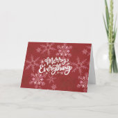 Merry Alles Calligrafie Red Snowflake Feestdagen Kaart (Voorkant)