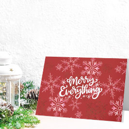 Merry Alles Calligrafie Red Snowflake Feestdagen Kaart
