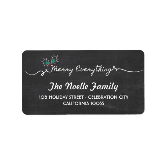 Merry Alles Chalkboard Mistletoes Kerstmis Etiket (Voorkant)