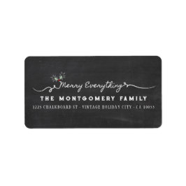 Merry Alles Chalkboard Mistletoes Kerstmis Etiket