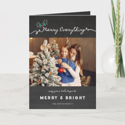 Merry Alles Chalkboard Mistletoes Kerstmis Feestdagen Kaart (Voorkant)