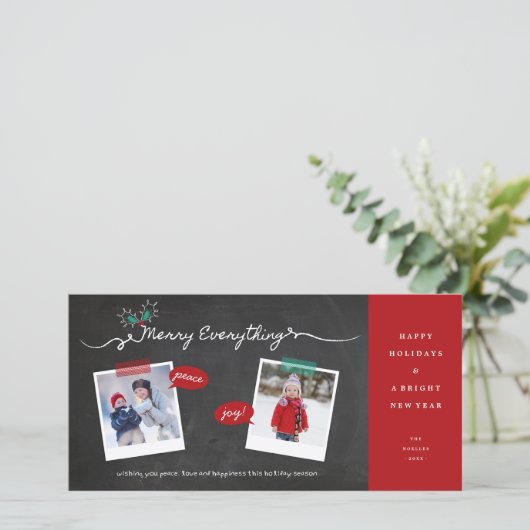 Merry Alles Chalkboard Mistletoes Kerstmis Feestdagenkaart (Staand voorkant)