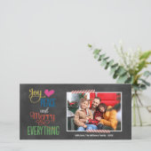 Merry Alles Colorful Black Chalkboard Photo Feestdagenkaart (Staand voorkant)