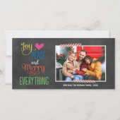 Merry Alles Colorful Black Chalkboard Photo Feestdagenkaart (Voorkant)