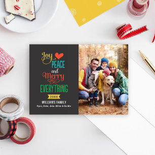 Merry Alles Colorful Typography Photo Feestdagenkaart