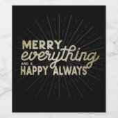 Merry Alles & een Happy Altijd Holiday Wijn Etiket (Enkel label)