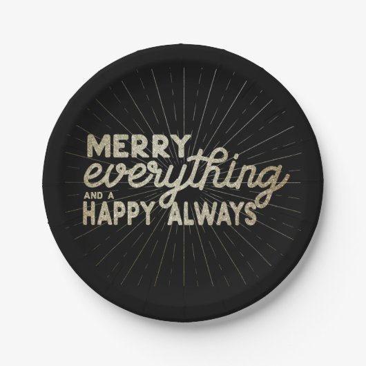 Merry Alles & een Happy Always Holiday Party Papieren Bordje (Voorkant)